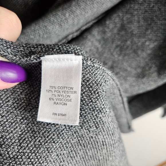 J.Jill Long Cardigan Sweater 2XL Plus Black Grey Weave Pocket Duster‎ - Picture 7 of 8